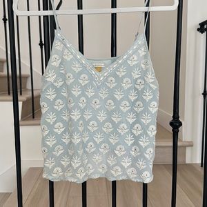 Anthropologie baby blue ornate adjustable tank top